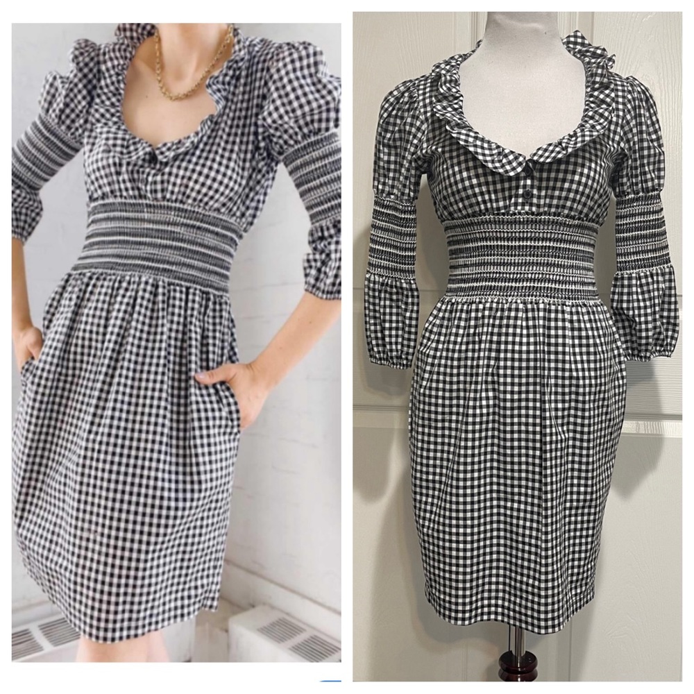 Moschino Jeans Gingham Check Cotton Dress